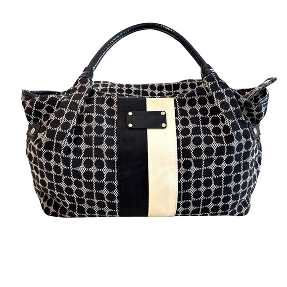kate spade Handbags - Kate Spade New York Stevie Satchel Black Cream Stripe Designer Handbag